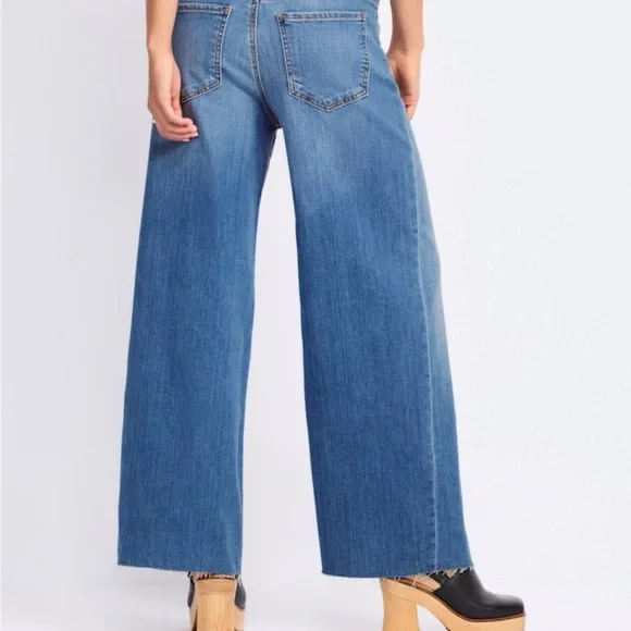 KUT FROM THE KLOTH MEG HIGH RISE WIDE LEG FRONT PLEAT w/ SHADOW RAW HEM - Picture 3 of 5